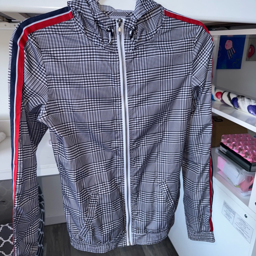 Checkered Jacket with Red Stripe